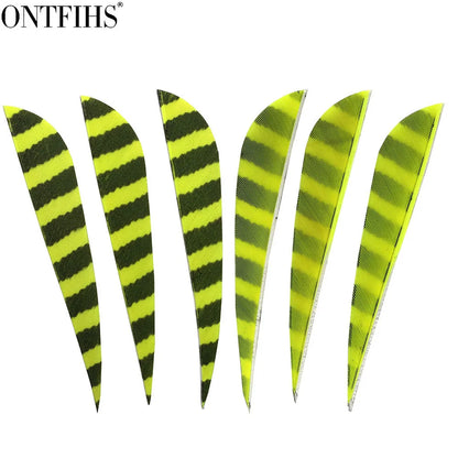 ONTFIHS 4" Parabolic One Side Striped Arrow Feathers Fletchings