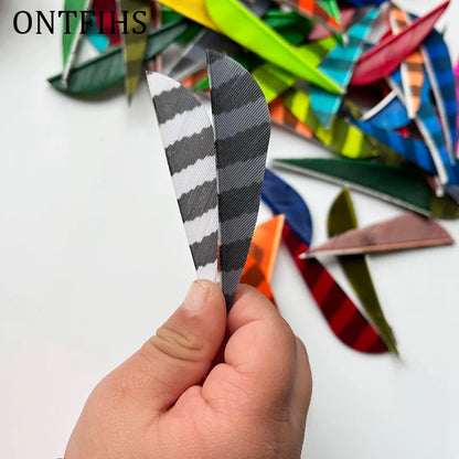 ONTFIHS Parabolic One Side Striped 2.5" Arrow Feathers Fletchings