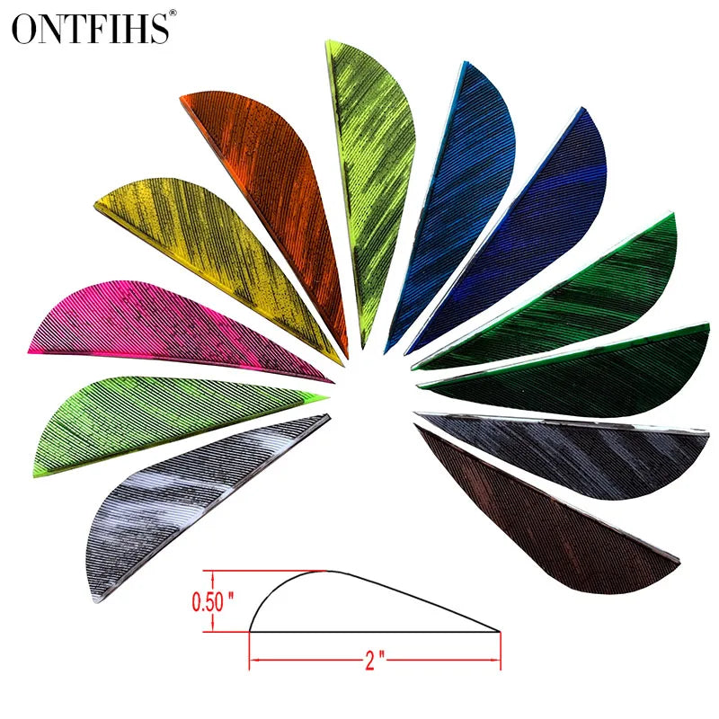 ONTFIHS 2" Solid Color Parabolic Arrow Feathers Fletchings