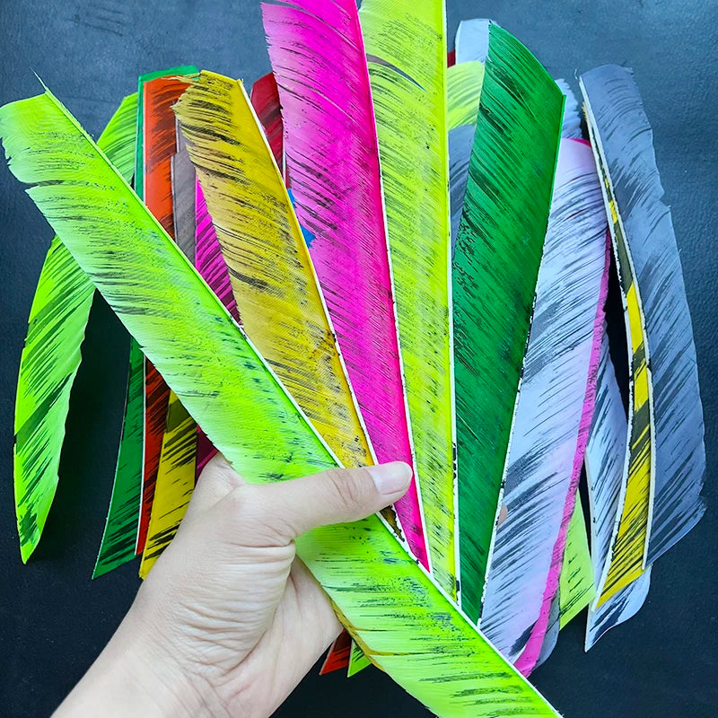 18PCs /Lot  Archery Feathers Fletches Full length Real Turkey Feather Arrow Fletchings Ink Pattern