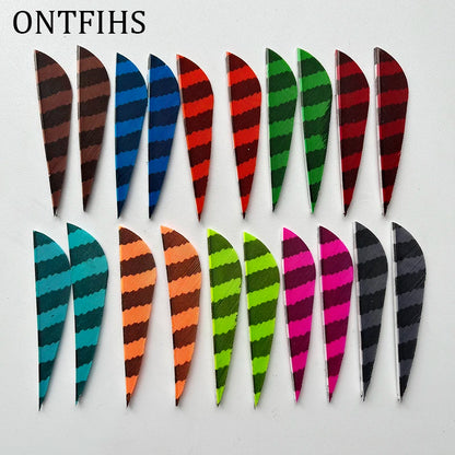 ONTFIHS Parabolic One Side Striped 2.5" Arrow Feathers Fletchings