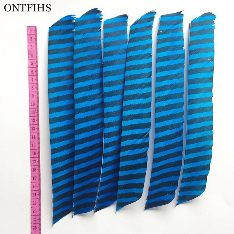 18Pcs/Lot ONTFIHS Archery Fletches Striped Full Length Real Turkey Feather Arrow Feather Fletchings