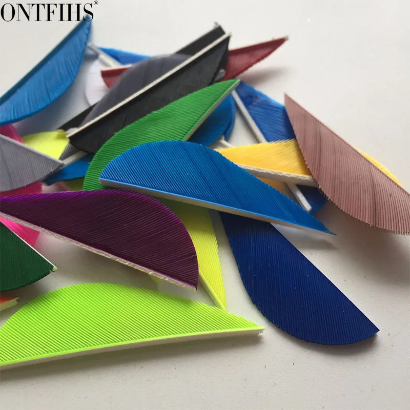 ONTFIHS 2" Solid Color Parabolic Arrow Feathers Fletchings