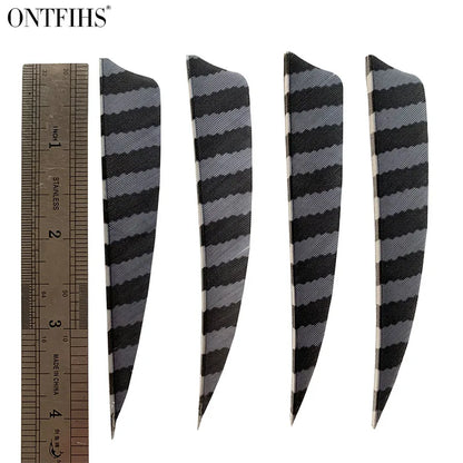 ONTFIHS Shield One Side Striped 4" Arrow Feathers Fletchings