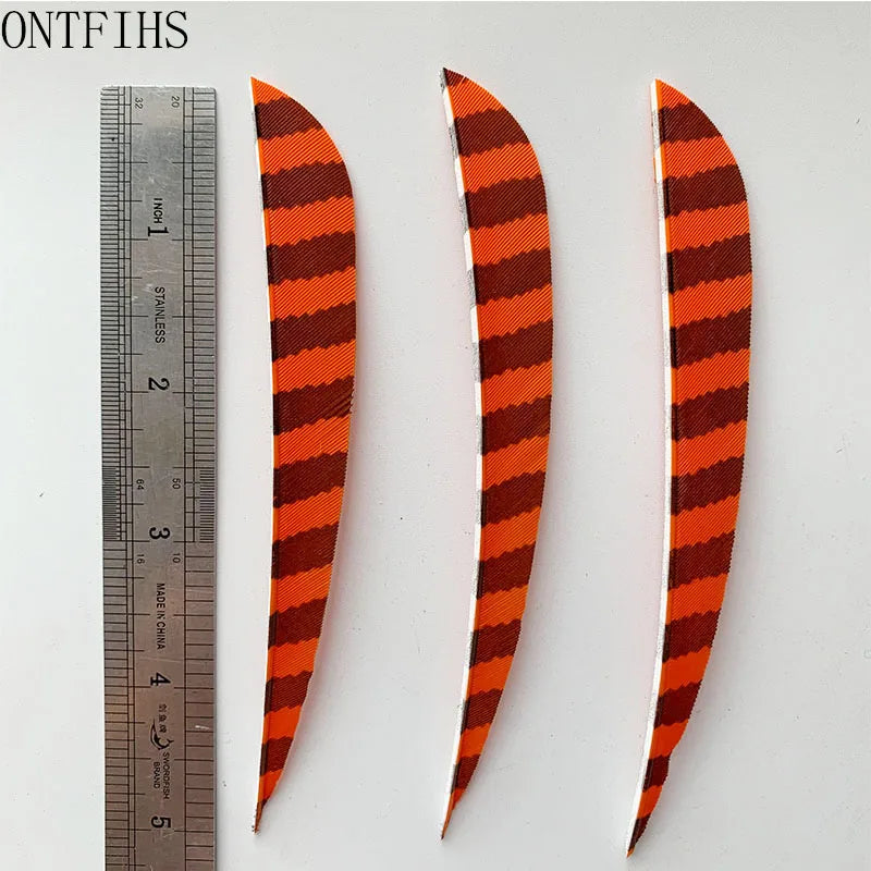 ONTFIHS Parabolic One Side Striped 5" Arrow Feathers Fletchings