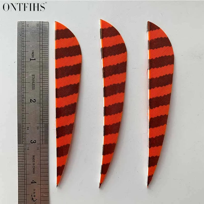 ONTFIHS 4" Parabolic One Side Striped Arrow Feathers Fletchings