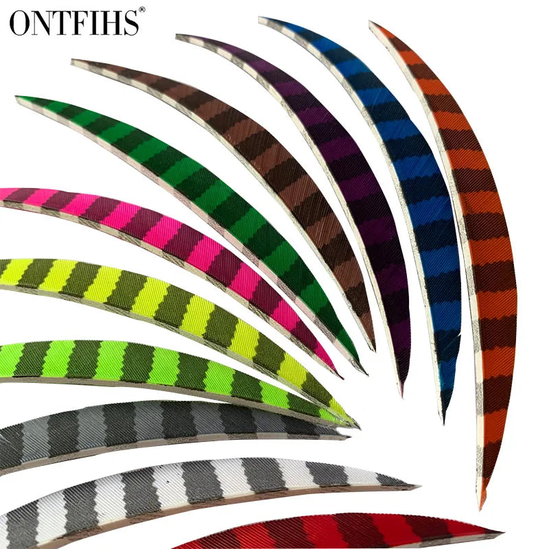 ONTFIHS Banana One Side Striped 5" Arrow Feathers Fletchings