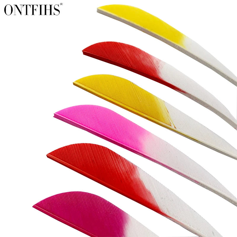 ONTFIHS 3" Gradient Colors Parabolic Arrow Feathers Fletchings