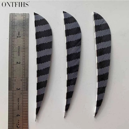 ONTFIHS 4" Parabolic One Side Striped Arrow Feathers Fletchings