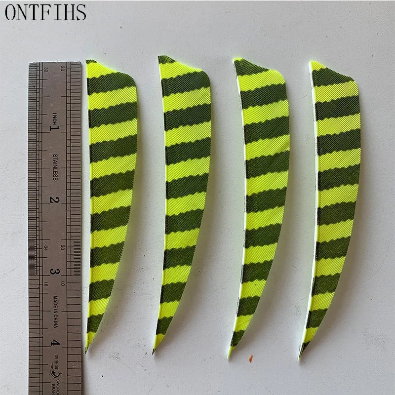 ONTFIHS Shield One Side Striped 4" Arrow Feathers Fletchings