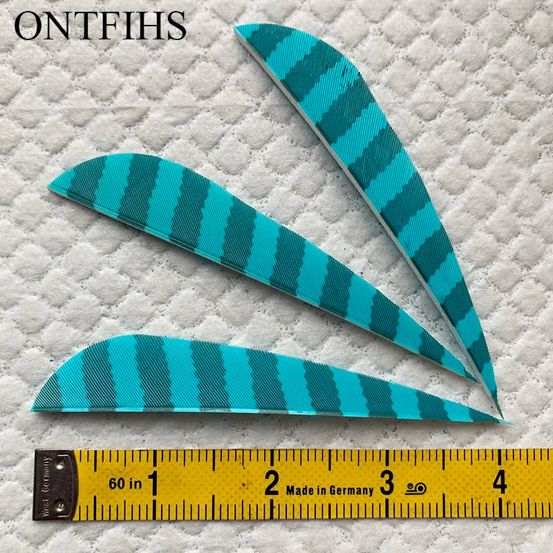 ONTFIHS 4" Parabolic One Side Striped Arrow Feathers Fletchings