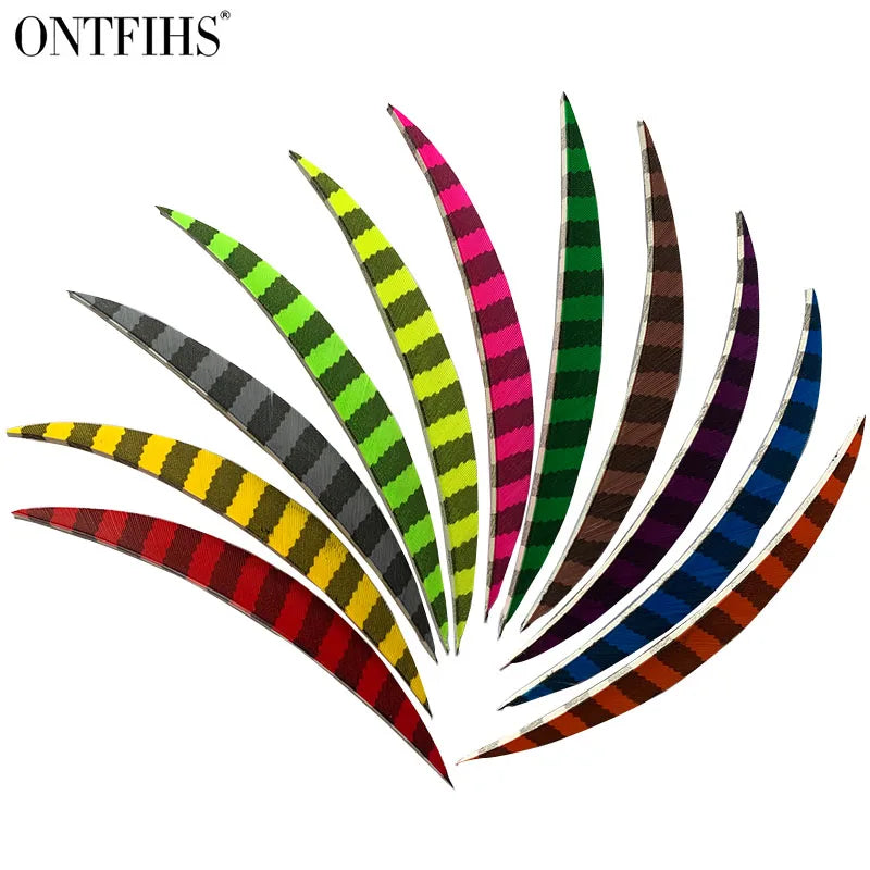 ONTFIHS Banana One Side Striped 5" Arrow Feathers Fletchings