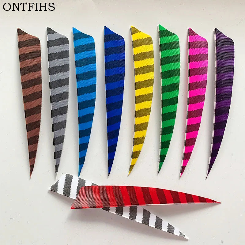 ONTFIHS Shield One Side Striped 5" Arrow Feathers Fletchings