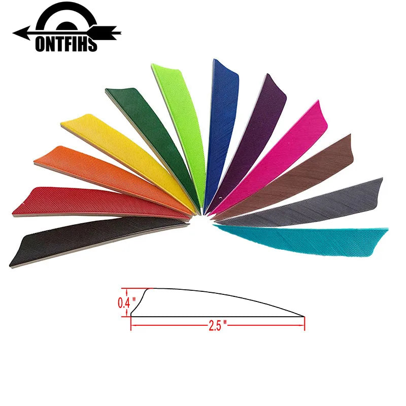 ONTFIHS 2.5" Solid Color Shield Arrow Feathers Fletchings