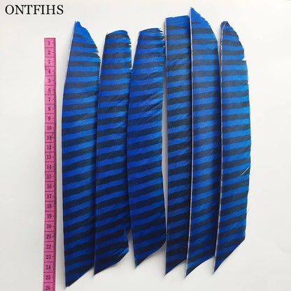 18Pcs/Lot ONTFIHS Archery Fletches Striped Full Length Real Turkey Feather Arrow Feather Fletchings