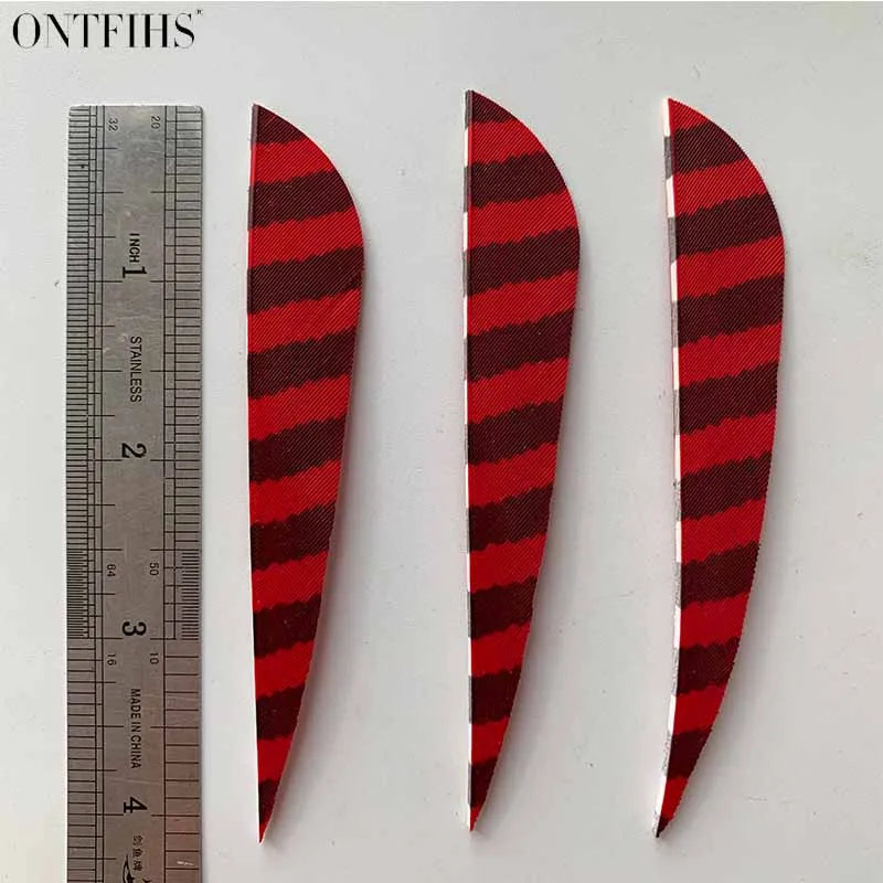 ONTFIHS 4" Parabolic One Side Striped Arrow Feathers Fletchings