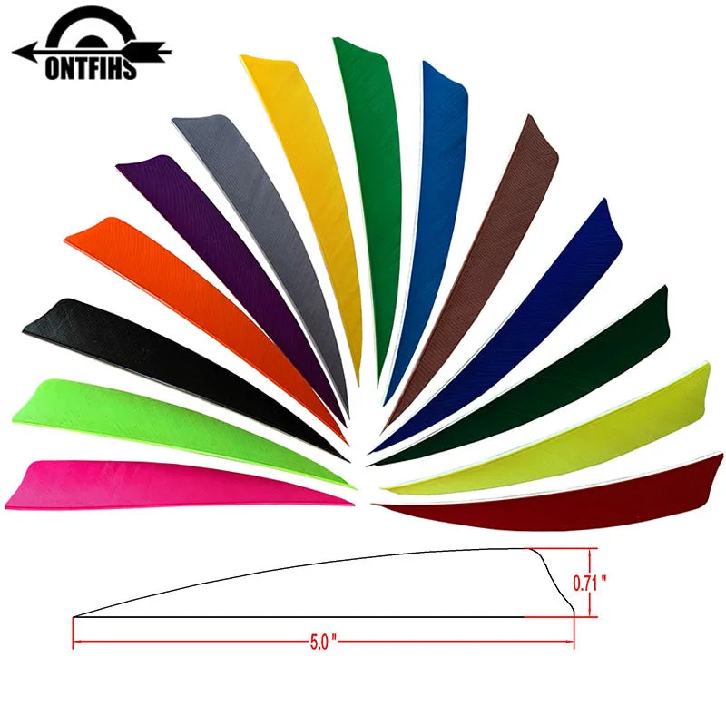 ONTFIHS 5inch Solid Color Shield Arrow Feathers Fletchings