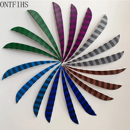 ONTFIHS Parabolic One Side Striped 5" Arrow Feathers Fletchings