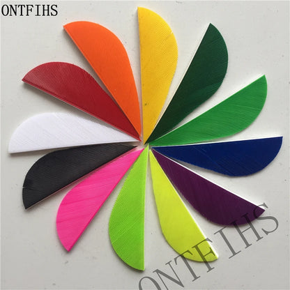 ONTFIHS 2" Solid Color Parabolic Arrow Feathers Fletchings