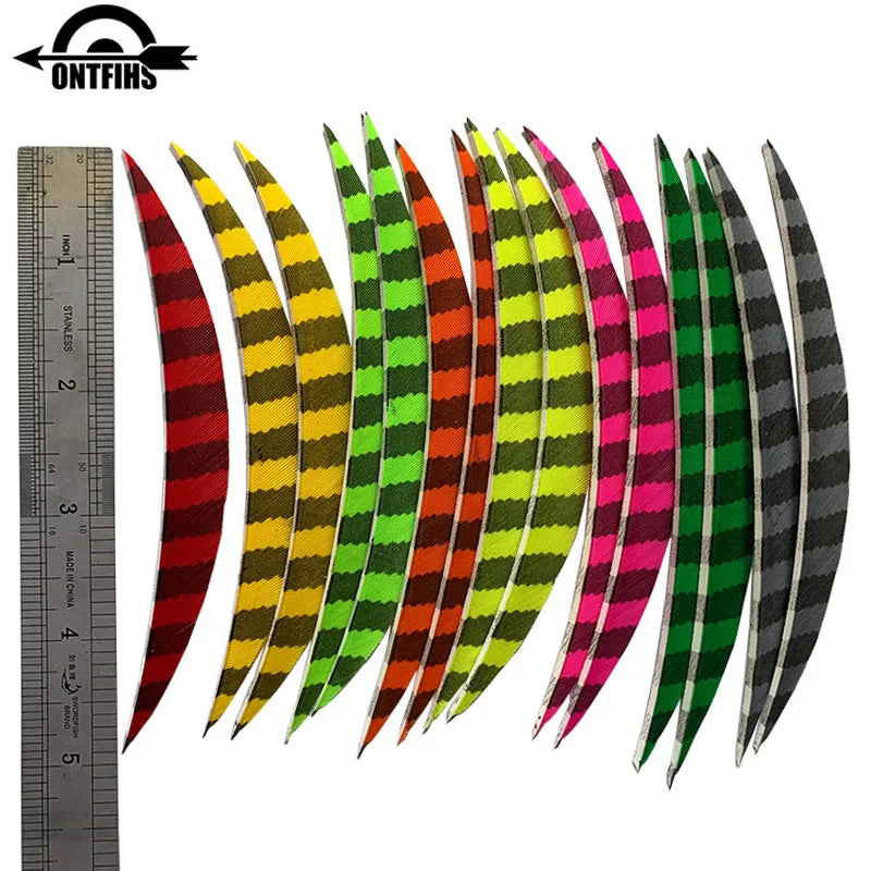 ONTFIHS Banana One Side Striped 5" Arrow Feathers Fletchings