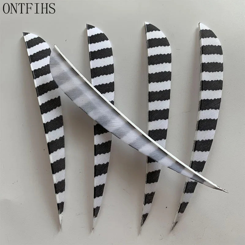 ONTFIHS Parabolic One Side Striped 5" Arrow Feathers Fletchings