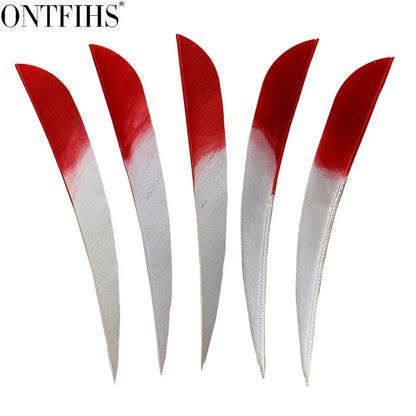 parabolic arrow feathers installed on archery arrows