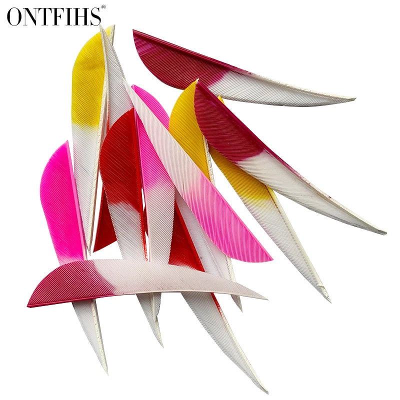 parabolic arrow feathers installed on archery arrows